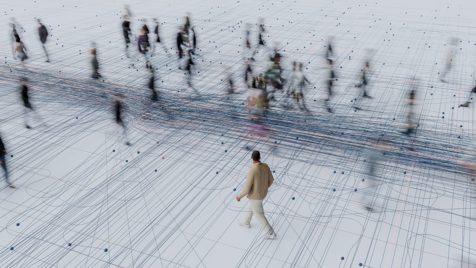 データでつながる人々の流れを表したイメージ